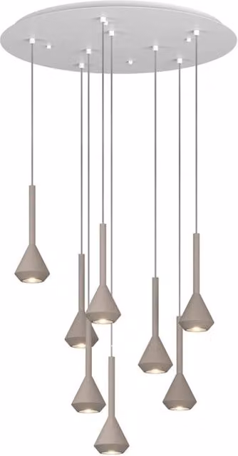 Lampadario Moderno Aygo Metallo Bianco E Sabbia Marrone 8 Luci Gu10