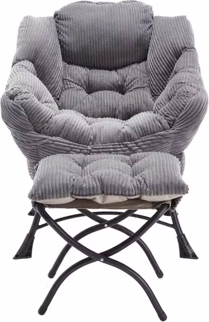 Poltrona relax con ottomano 69，9x64x95 cm in acciaio grigio per spazi piccoli