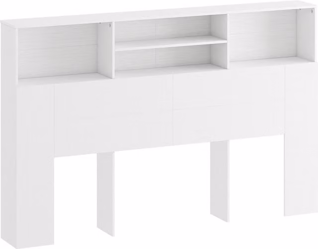 Testiera Letto Matrimoniale HOMCOM con Scomparti Integrati, Bianco, L: 160 cm, P: 20.2 cm, H: 108.2 cm