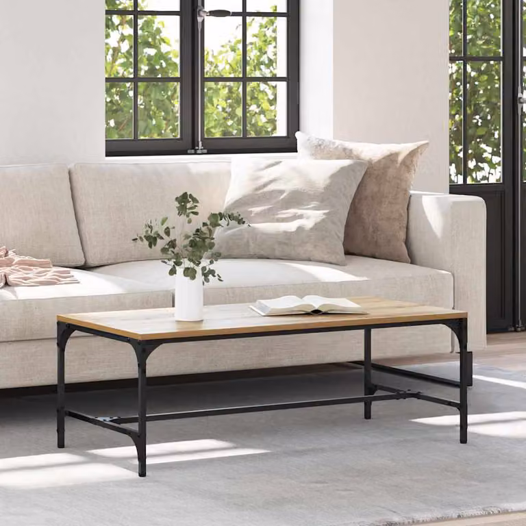 Tavolino da salotto moderno vidaXL in legno color rovere, L: 100 cm, P: 50 cm, H: 35 cm