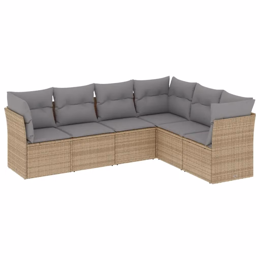 vidaXL Set Divano da Giardino a L composto da 6 pezzi con Cuscini Beige e Struttura in Metallo – 2