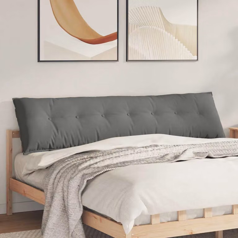 vidaXL Cuscino per Schiena Grigio con Rivestimento Rimovibile L: 200 cm, P: 50 cm, H: 19 cm