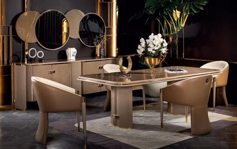 Set 7tlg Esstisch 4x Stühle Sideboard Essgruppe Garnitur Lehnstühle Modern