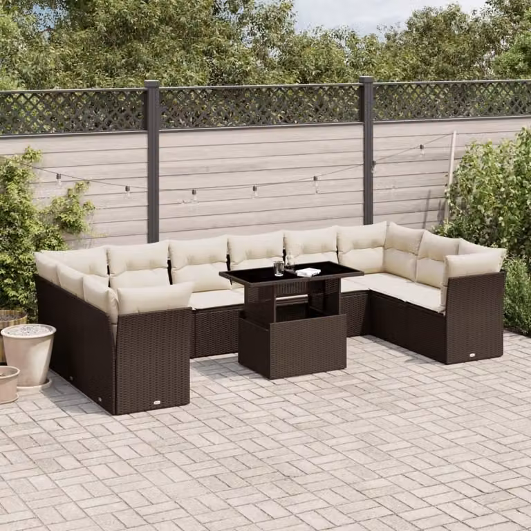 Maison Exclusive - Set Divani da Giardino 11 pz con Cuscini Polyrattan Marrone