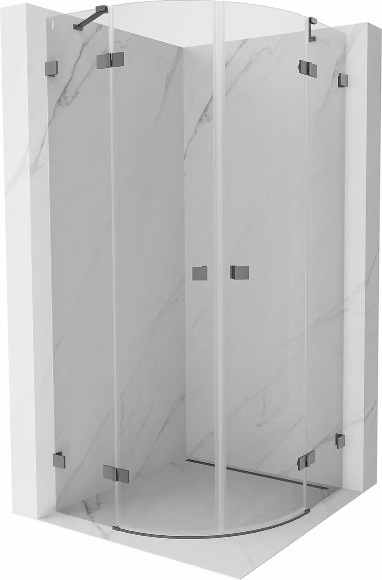 Mexen Lunar cabina doccia semicircolare apribile 70 x 70 cm, trasparente, gun metal - 833-070L-070P-95-00
