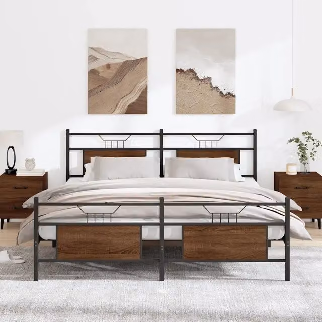 Giroletto senza Materasso in Metallo-Struttura Letto Rovere Marrone 180x200 cm 858875