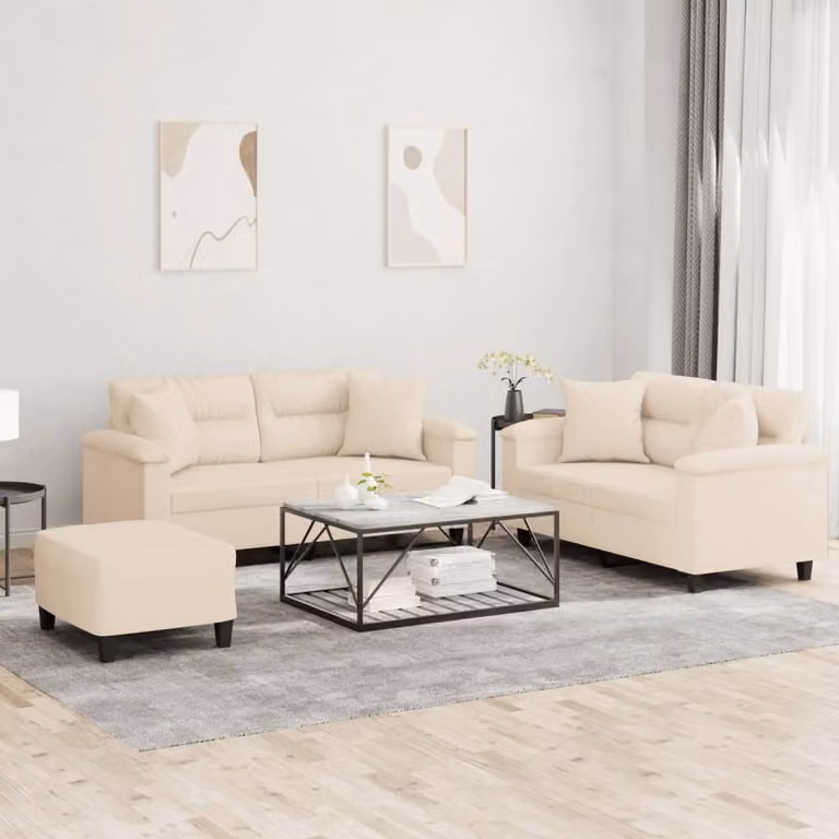 Maison Exclusive - Set divano 3 pezzi con cuscini in microfibra beige