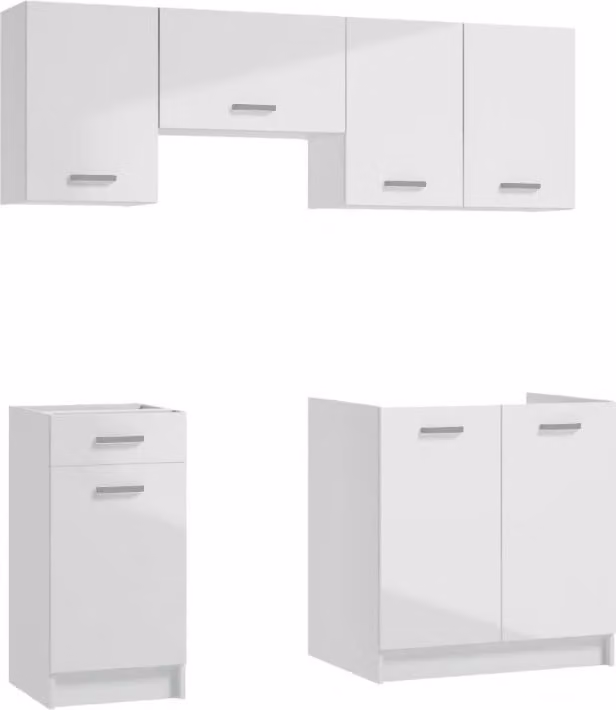 Set di mobili da cucina bianco lucido 5 pezzi 180 cm