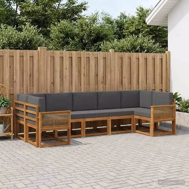 Set di divani da esterno 7 pz Naturale e Antracite 3385518