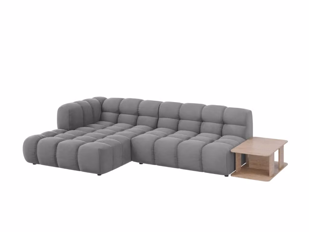 Divano angolare modulare sinistro Sky di Cosmopolitan Design in velluto grigio, 4 posti, L: 297 cm, P: 132 cm, H: 75 cm – 2