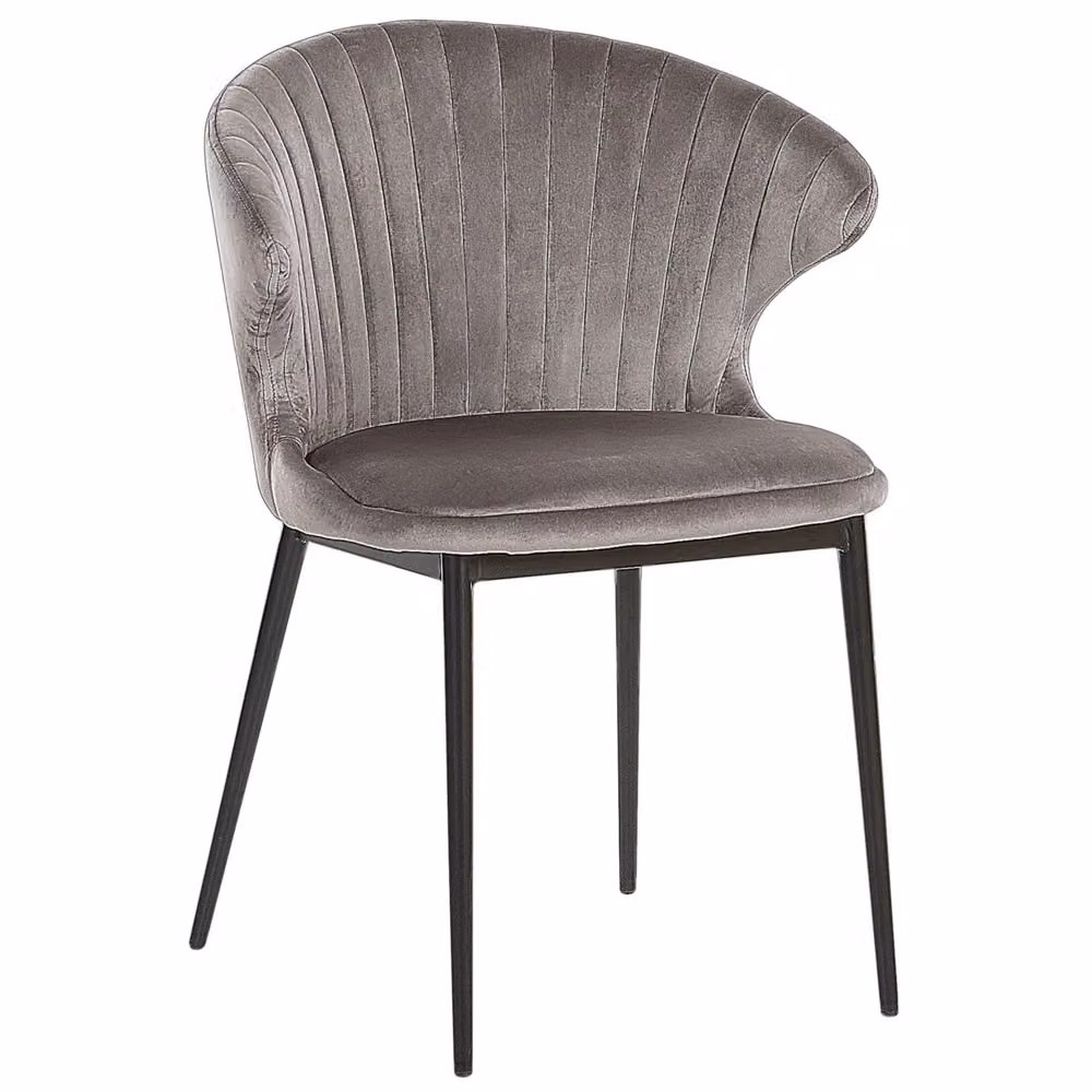 Set di 2 sedie da pranzo BELIANI in velluto grigio con gambe in metallo nero stile moderno – 2