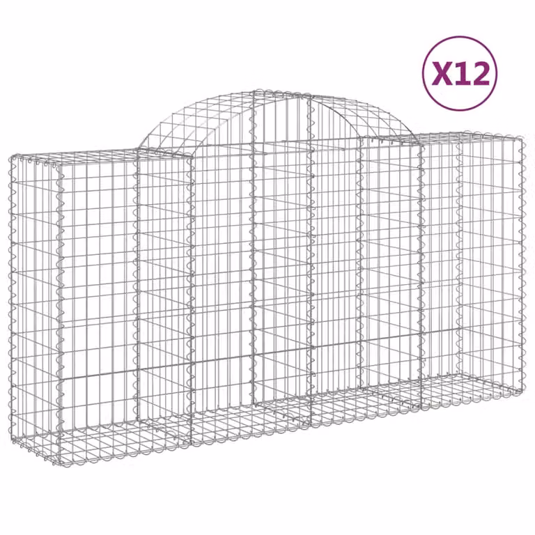 Cesti Gabbioni ad Arco 12 pz 200x50x100/120 cm Ferro Zincato