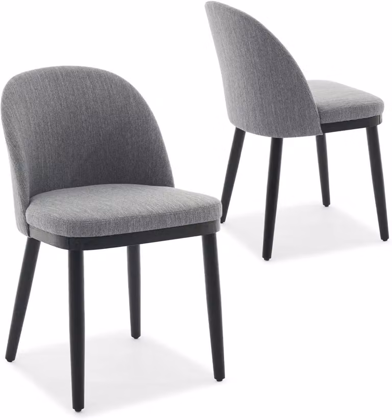 Set di 2 sedie - Sedie da pranzo per cucina e soggiorno - Schienale alto - Seduta profonda - Imbottitura ergonomica - Struttura in legno - Design salvaspazio - Grigio