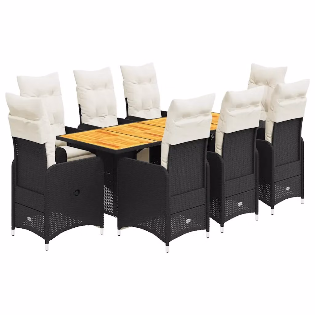 Set Bistrò da Giardino vidaXL in Legno di Acacia e Polyrattan Nero e Bianco per Terrazza e Balcone – 2