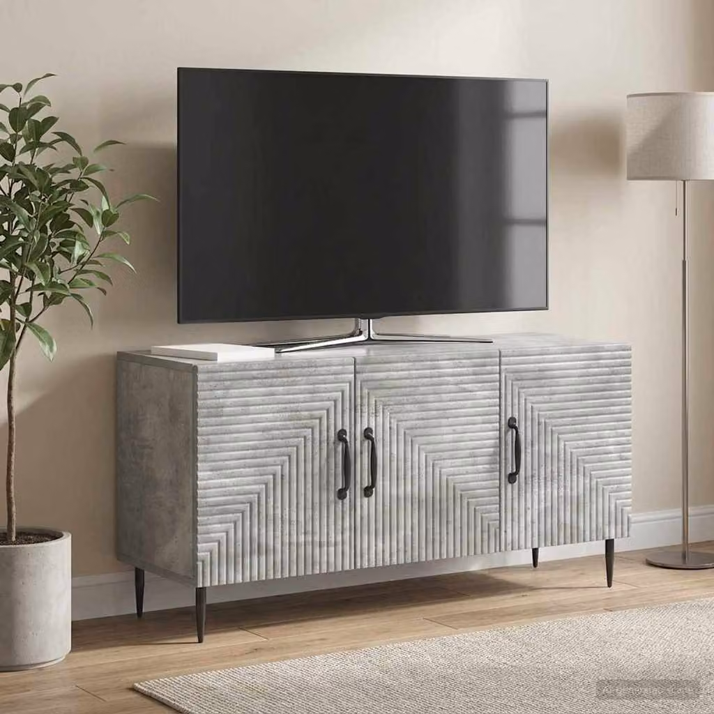 Mobile TV vidaXL moderno Grigio Cemento in legno e metallo L 99 cm x P 34,5 cm x H 50 cm