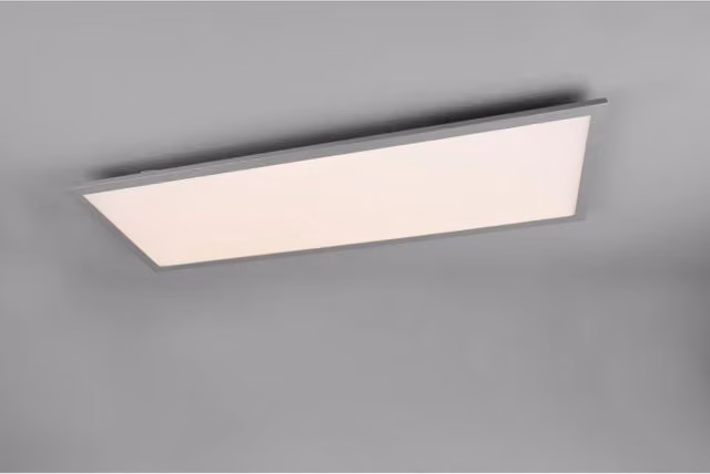 Plafoniera Rettangolare LED Trio Leuchten in Alluminio Bianco e Argento con Funzione Luce Notturna e Dimmerabile