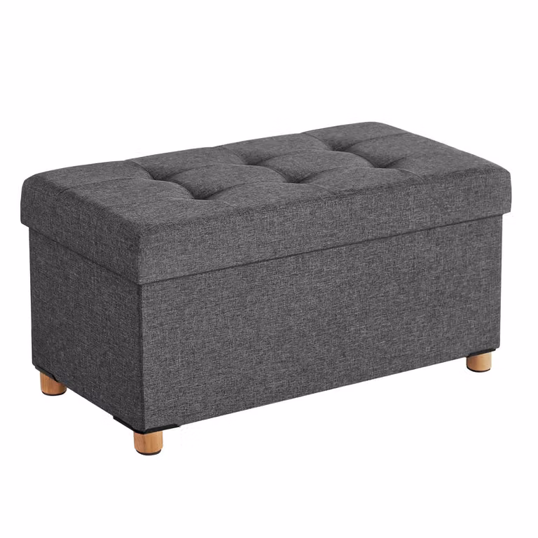Pouf Contenitore Grigio Scuro, Grigio Scuro / 76 x 38 x 40 cm