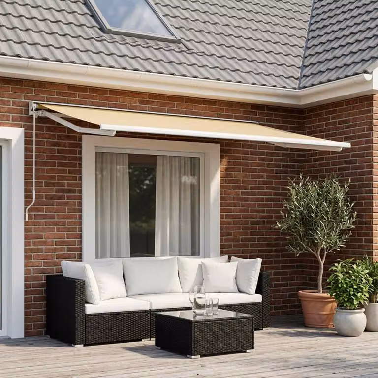 Maison Exclusive - Tessuto di ricambio per tende da sole, color crema, 450 x 350 cm, in poliestere