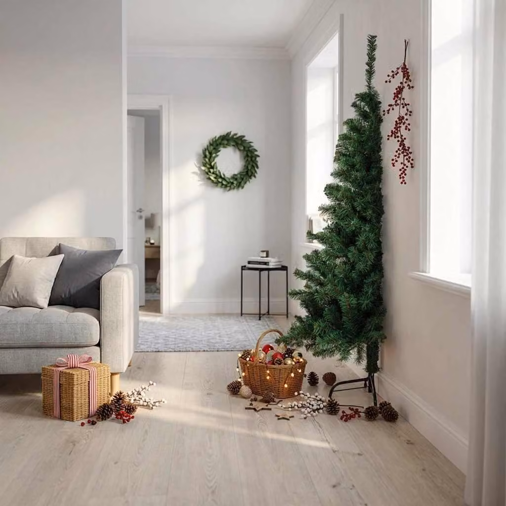 Maison Exclusive - Albero di Natale artificiale a mezza altezza con supporto, verde, 180 cm, in PVC