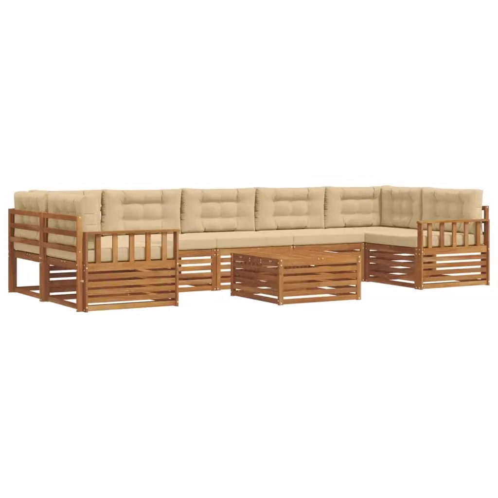 Set di 8 divani da esterno moderni vidaXL in legno di acacia e plastica, colore beige – 2