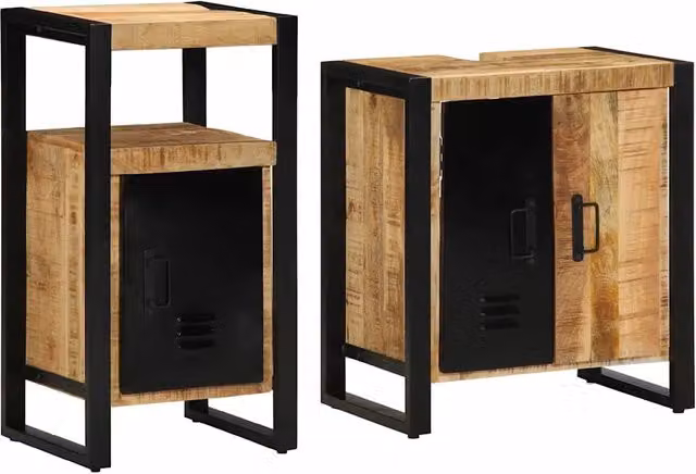 Set di mobili per il bagno 2 pz Marrone e Nero 55 x 35 x 60 cm 3305598