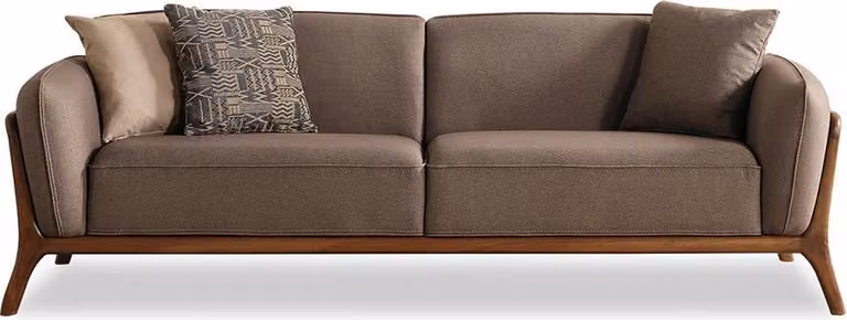 Schicker Dreisitzer Brauner Wohnzimmer 3-Sitzer Polster Textil Couch