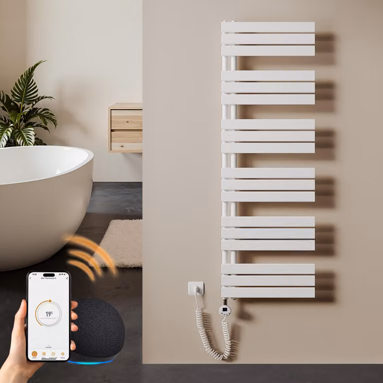 S'AFIELINA 1599x500mm Scaldasalviette elettrico per bagno con termostato elettrico temporizzato scaldasalviette con asta di riscaldamento bianco 1000W