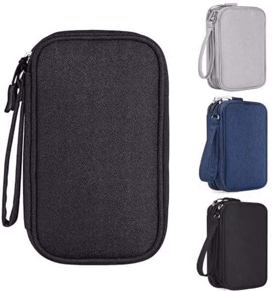 Ultiluxe Borsa per cavi - Organizer per cavi - Tasca impermeabile - Doppio strato - Ideale per viaggi - Dimensioni 19 x 11 x 5,5 cm - Nera