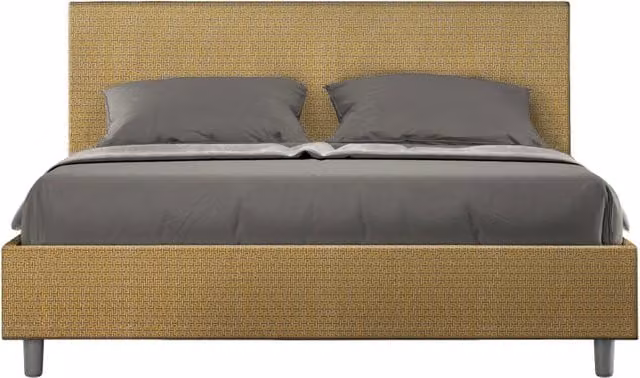 Letto Matrimoniale Adele con Contenitore e Rete con Alzata Imbottito in Tessuto Giallo L/P/H: 160 x 200 x 106 cm – 1