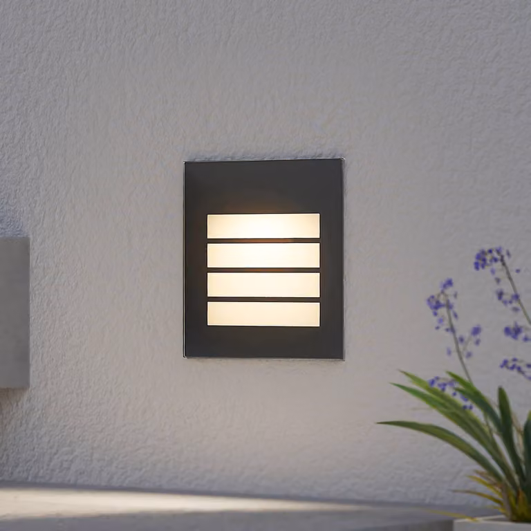 Applique a LED da incasso Zamo, lamelle, nero, IP65 Zamo Arcchio, dimmerabile, Nero, Corridoio, Alluminio, Moderno, Applique da esterni