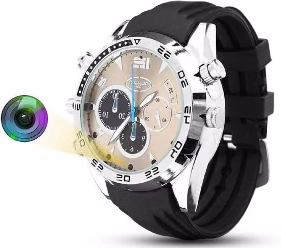 Action Camera HD 1080P con Orologio Integrato e Scheda di Memoria da 32 GB, Colore Nero
