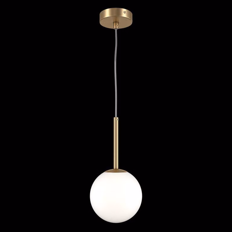Lampadario Minimal Basic Form Piccolo In Metallo Oro 1 Luce E Diffusore Bianco
