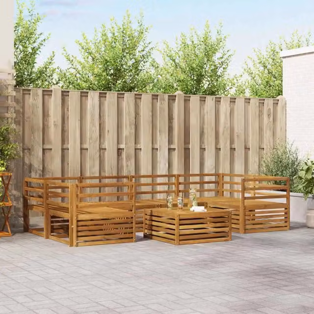 Set di divani da esterno 7 pz Naturale Legno di Acacia Massello 3373079