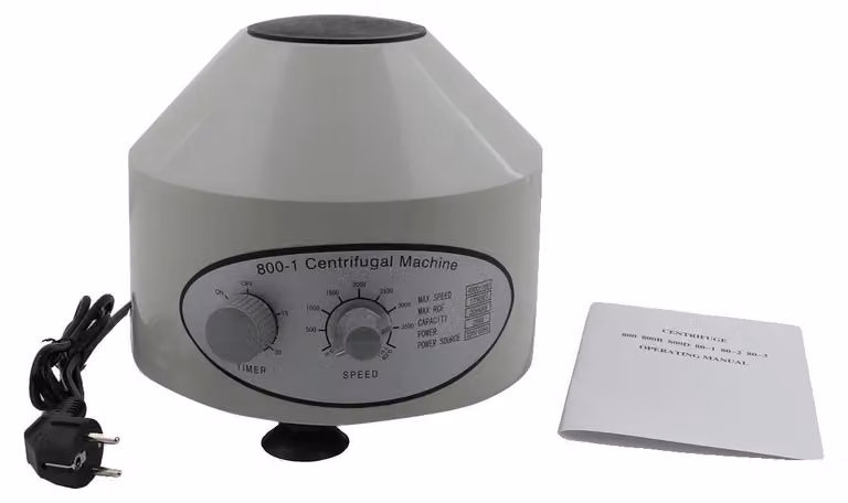 Centrifuga, 220V, 25W, velocità da 0 a 4000 giri/minuto, capacità 6 x 20 ml, timer da 0 a 30 minuti