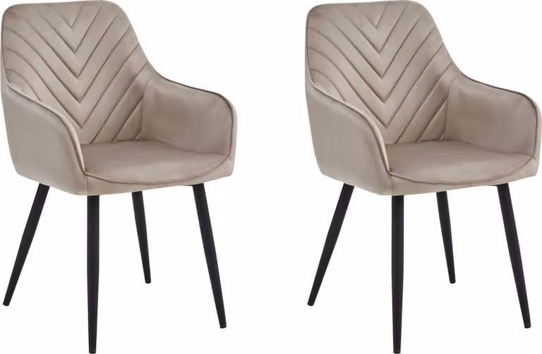 Sedia da sala da pranzo, sedia da cucina, sedia imbottita, sedia da toilette, set di 2 sedie da salotto in velluto, trasportabile fino a 110 kg, beige scuro