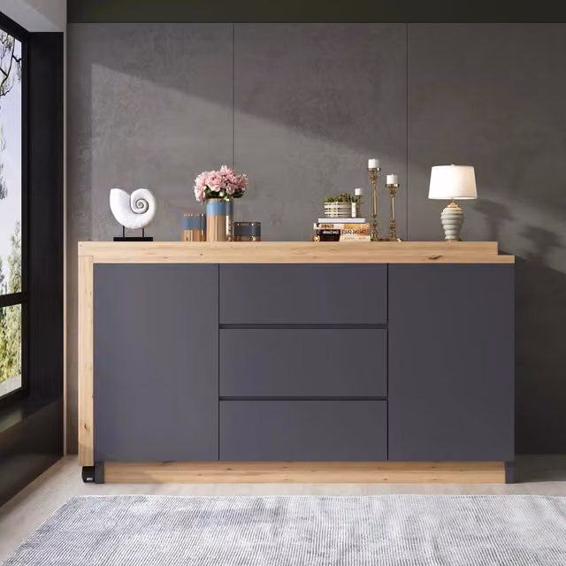 Scrivania Angolare Salvaspazio con Ruote ¨C Minimal ¨C Grigio Quercia Multistrato, Pieghevole