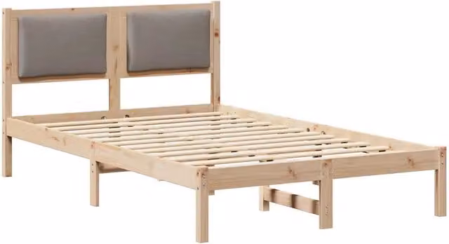 Letto matrimoniale Talpa in pino massello con tessuto beige o grigio L/P/H: 120 x 200 x 125,5 cm