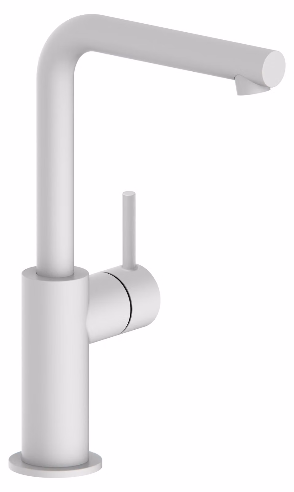 Herzbach SIRO WHITE WT - Miscelatore monoforo L-Size con maniglia laterale, senza scarico, bianco opaco
