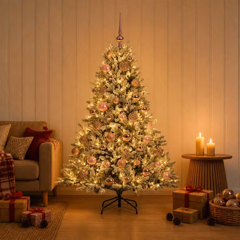 Albero di Natale artificiale con decorazioni a forma di sfera natalizia, altezza 120 cm, con 150 luci a LED