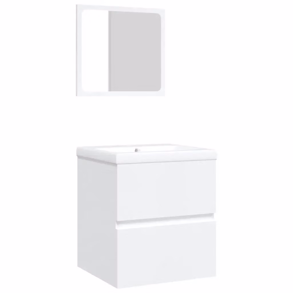 Mobile da bagno moderno vidaXL bianco con lavabo e armadietto specchio L/P/H: 45,0 x 41,0 x 38,5 cm – 2