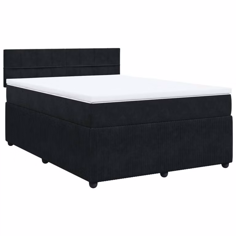 Giroletto a Molle con Materasso Nero 160x200 cm in Velluto