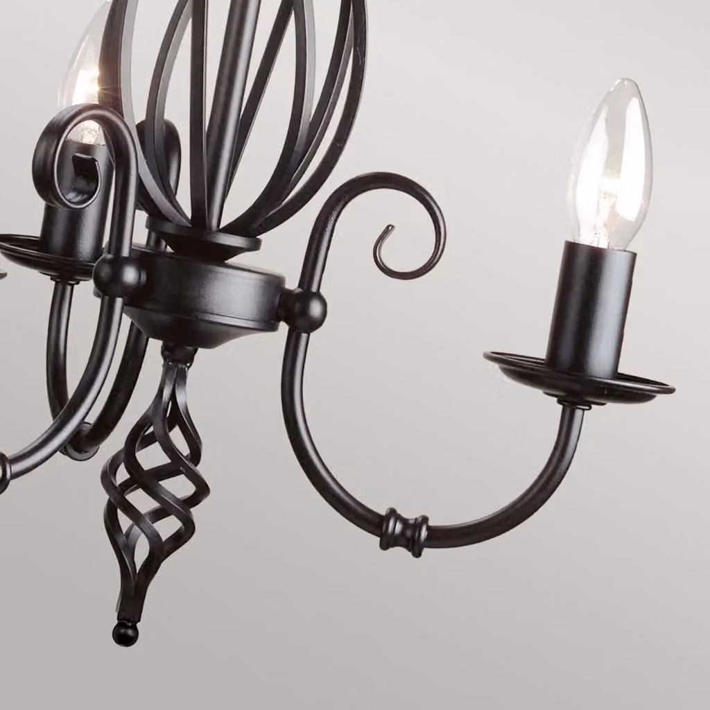 Lampadario Classico Artisan Elstead Lighting in Metallo Nero con 3 Luci E14 – 2