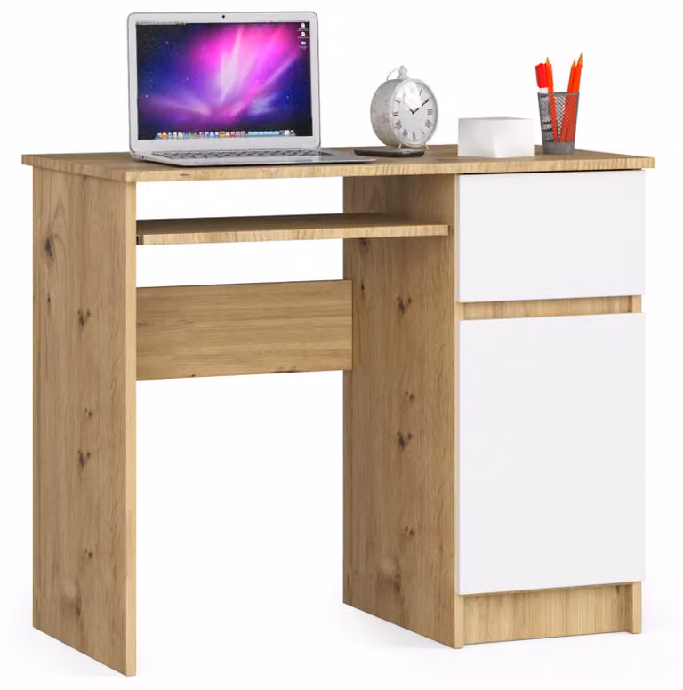 Scrivania per computer da 90 cm | Scrivania | con cassetto porta tastiera e vano portaoggetti