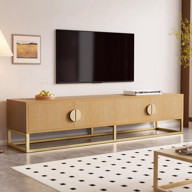 Mobile TV 4 porte - Xylo - 180cm venature legno maniglie semicircolari