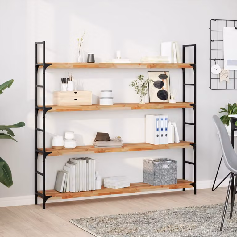 Ripiano a parete vidaXL in legno massello di acacia marrone con finitura ad olio L 160 cm, P 20 cm, H 4 cm