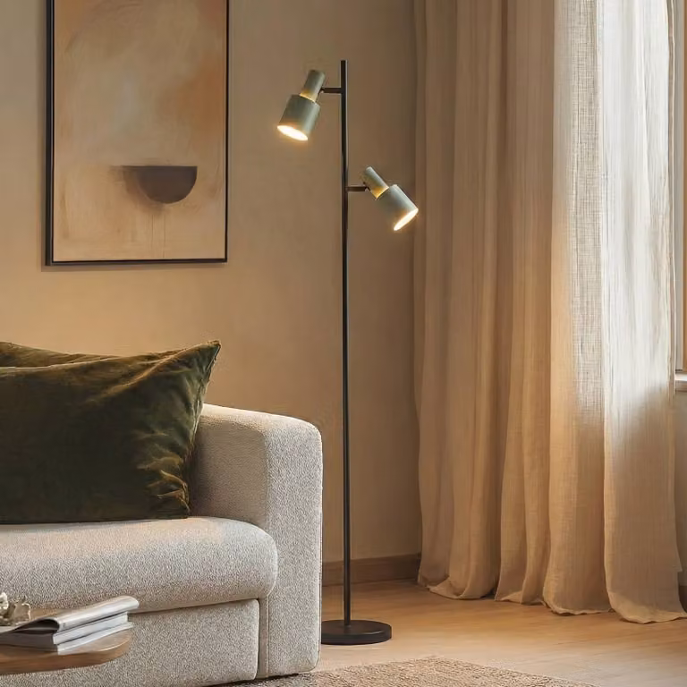 Lampada da terra Ovelia Lindby, Nero, Soggiorno / Sala da pranzo, Metallo, Moderno, Lampada da terra