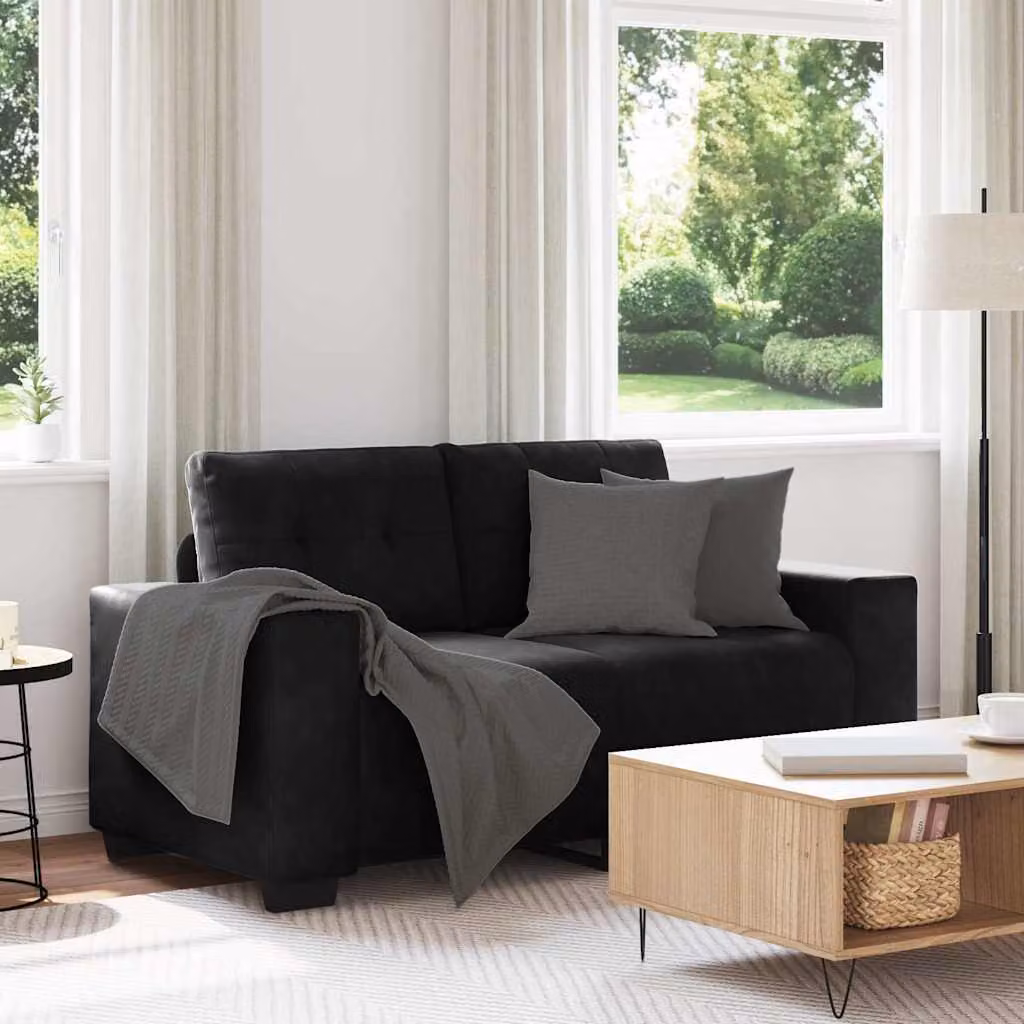 vidaXL Divanetto Moderno in Velluto Nero L: 160 cm, P: 77 cm, H: 82 cm