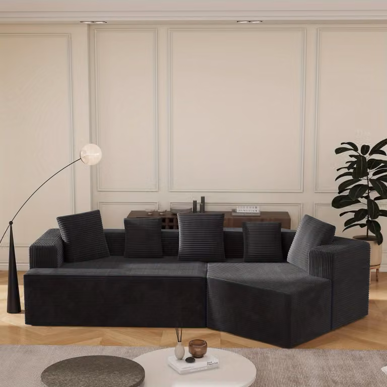 Divano angolare modulare - Divano componibile - Divano a forma di L - Divano letto - Divano modulare - Tessuto in chenille