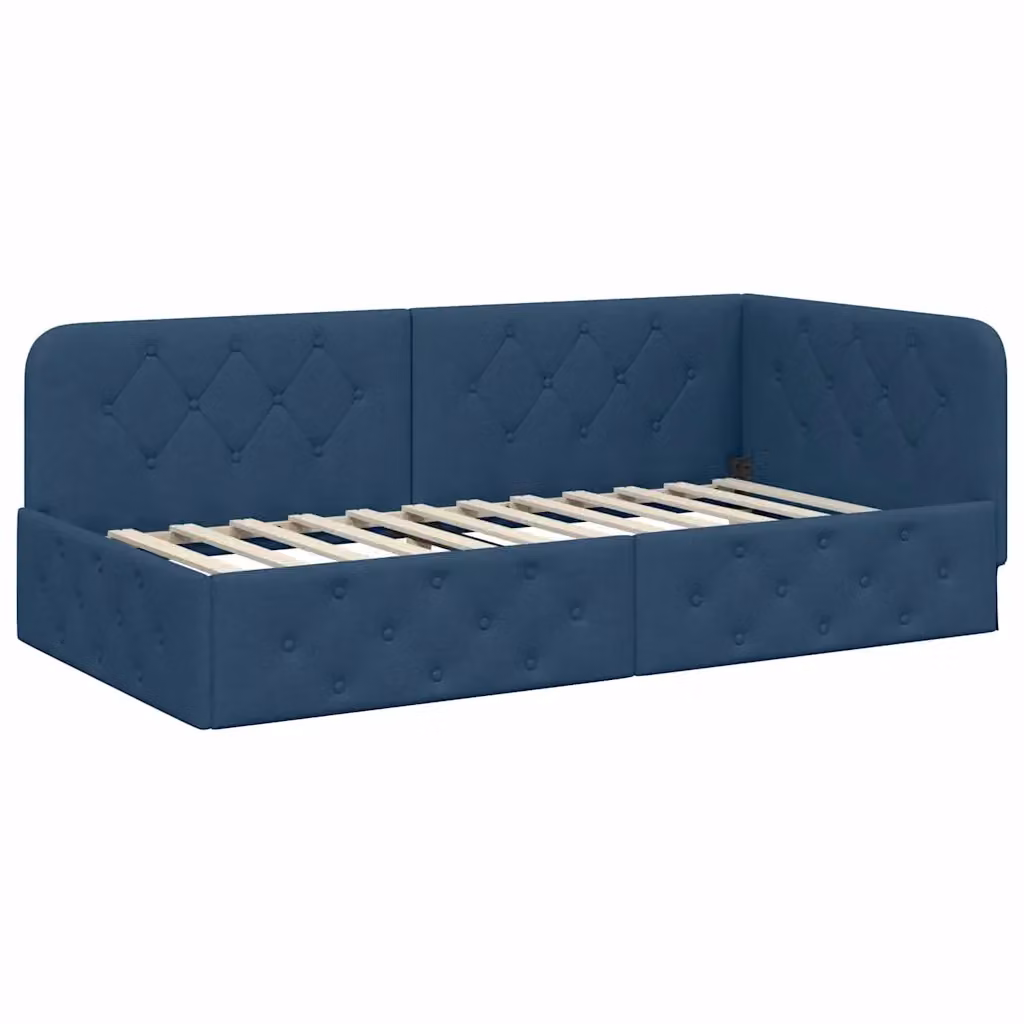 Cornice del letto ad angolo vidaXL in tessuto blu, L/P: 90 x 190 cm – 2