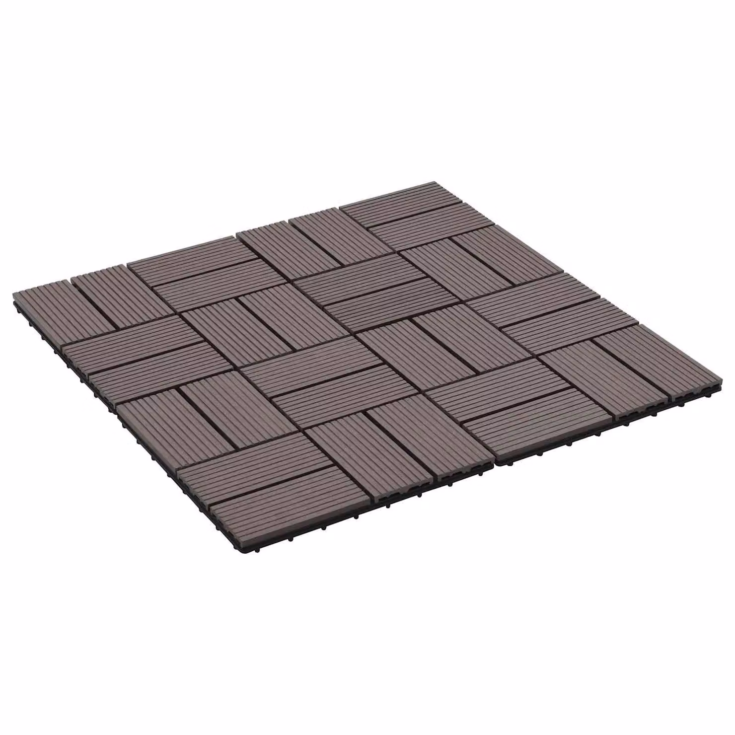Set di 22 piastrelle per decking vidaXL in WPC marrone scuro, L/P: 30 x 30 cm